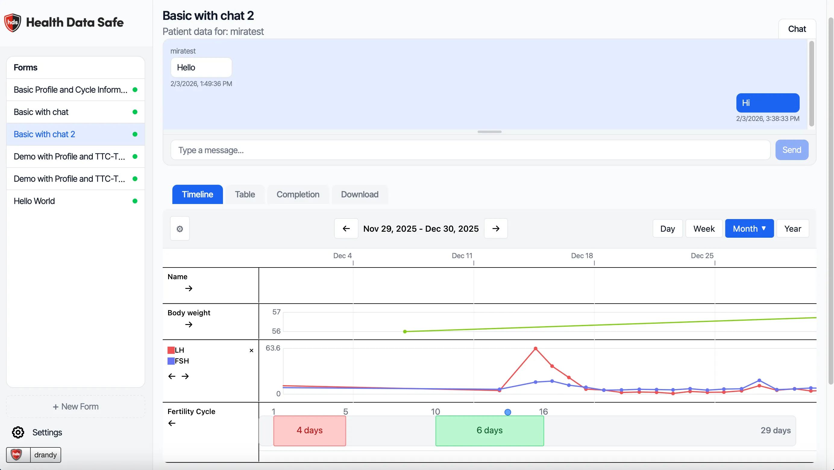 Doctor Dashboard — Form builder with sections and items